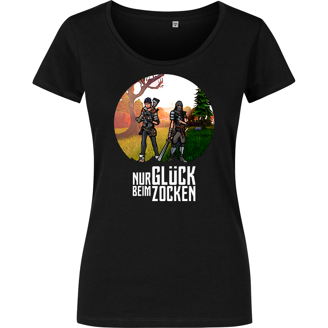 Die Buddies zocken 2EpicBuddies - Nur Glück beim Zocken big T-Shirt Damenshirt schwarz