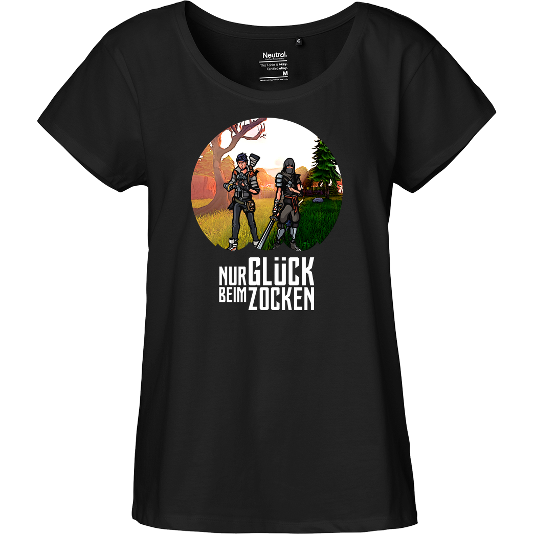 Die Buddies zocken 2EpicBuddies - Nur Glück beim Zocken big T-Shirt Fairtrade Loose Fit Girlie - schwarz