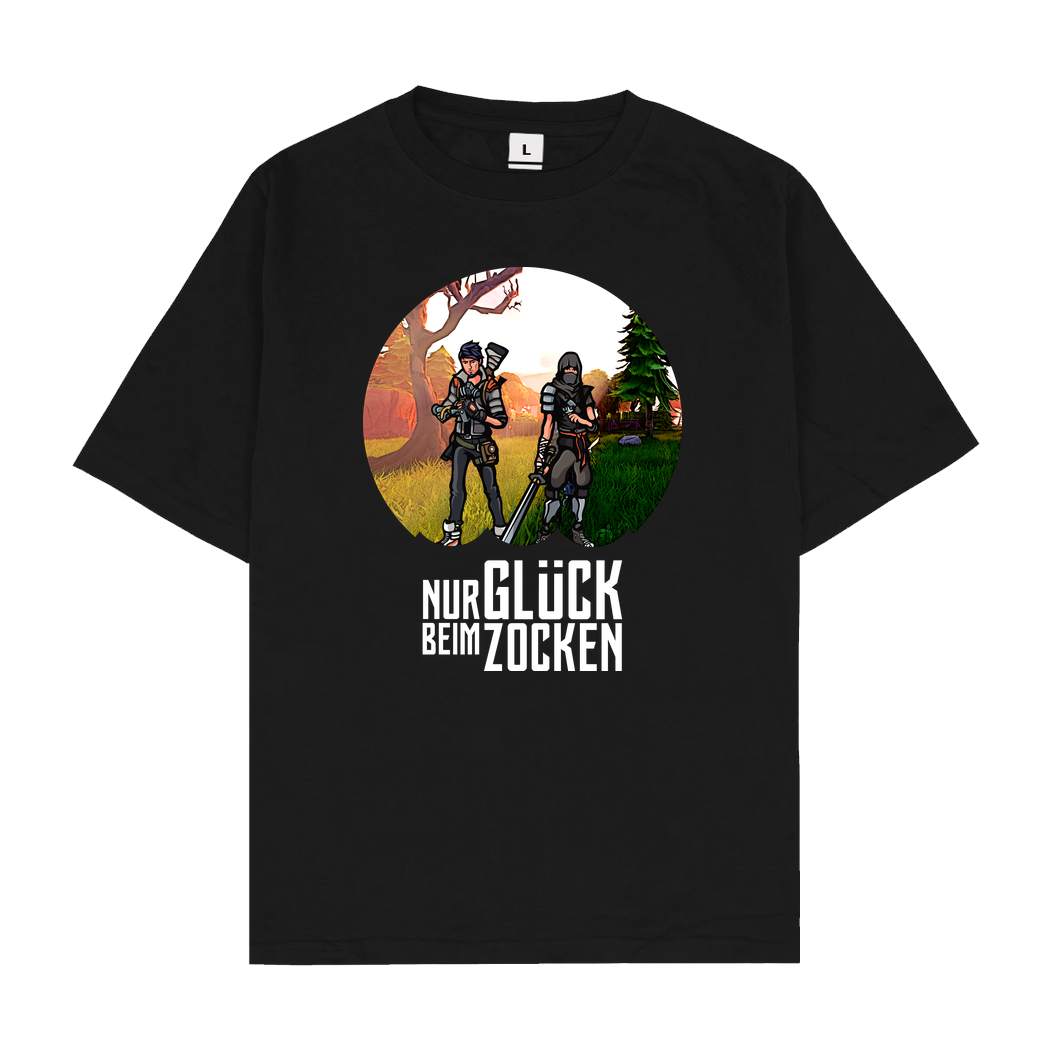 Die Buddies zocken 2EpicBuddies - Nur Glück beim Zocken big T-Shirt Oversize T-Shirt - Schwarz