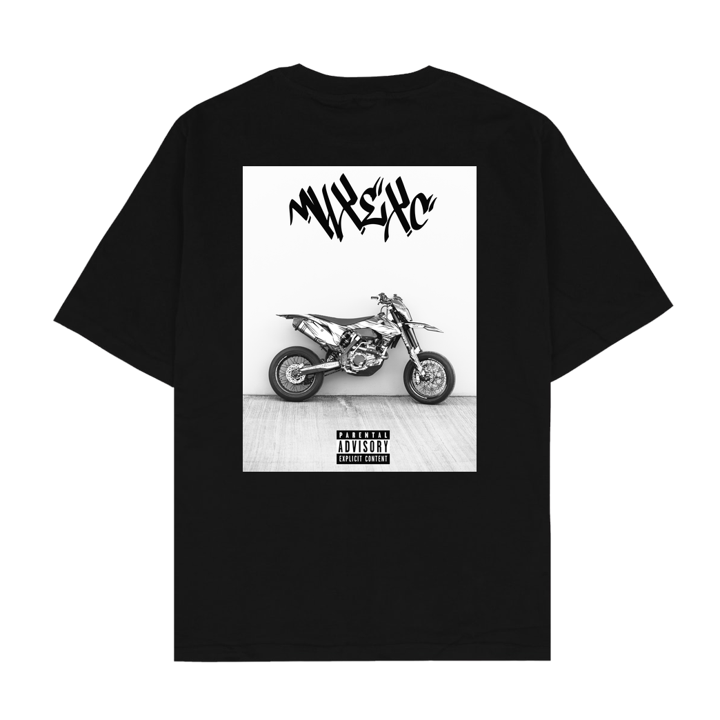 m4x_exc Back Bike Print T-Shirt Oversize T-Shirt - Schwarz