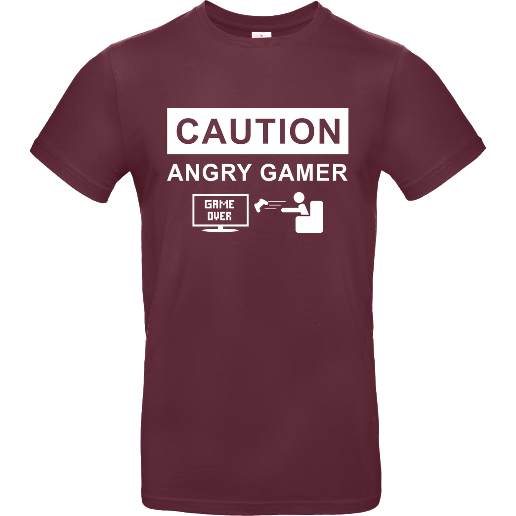bjin94 Caution! Angry Gamer T-Shirt B&C EXACT 190 - Bordeaux