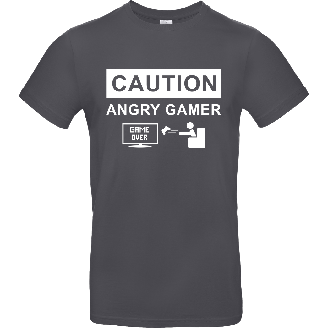 bjin94 Caution! Angry Gamer T-Shirt B&C EXACT 190 - Dark Grey