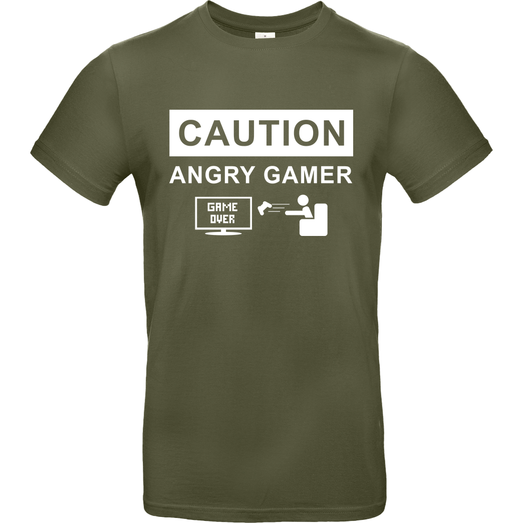 bjin94 Caution! Angry Gamer T-Shirt B&C EXACT 190 - Khaki