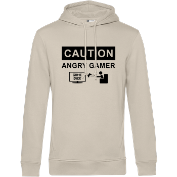 Caution! Angry Gamer B&C HOODED INSPIRE - Cremeweiß