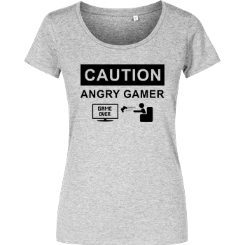 Caution! Angry Gamer Damenshirt heather grey