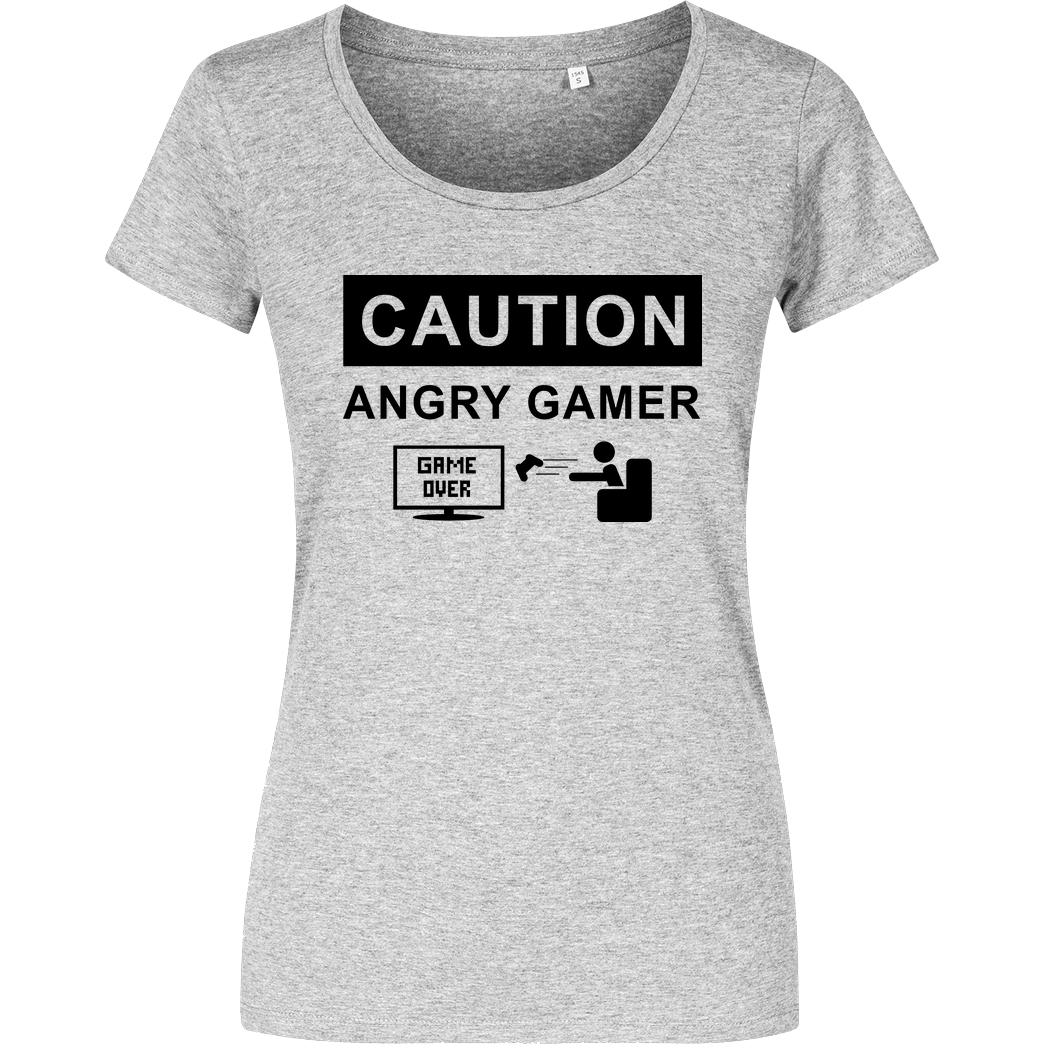 bjin94 Caution! Angry Gamer T-Shirt Damenshirt heather grey