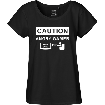Caution! Angry Gamer Fairtrade Loose Fit Girlie - schwarz