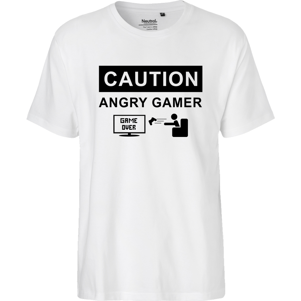 bjin94 Caution! Angry Gamer T-Shirt Fairtrade T-Shirt - weiß