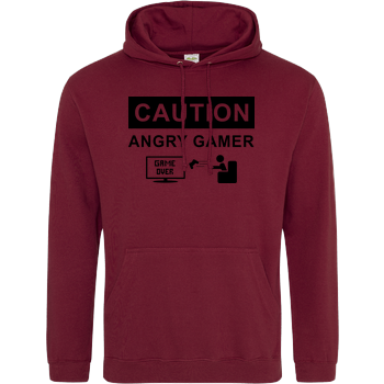 Caution! Angry Gamer JH Hoodie - Bordeaux