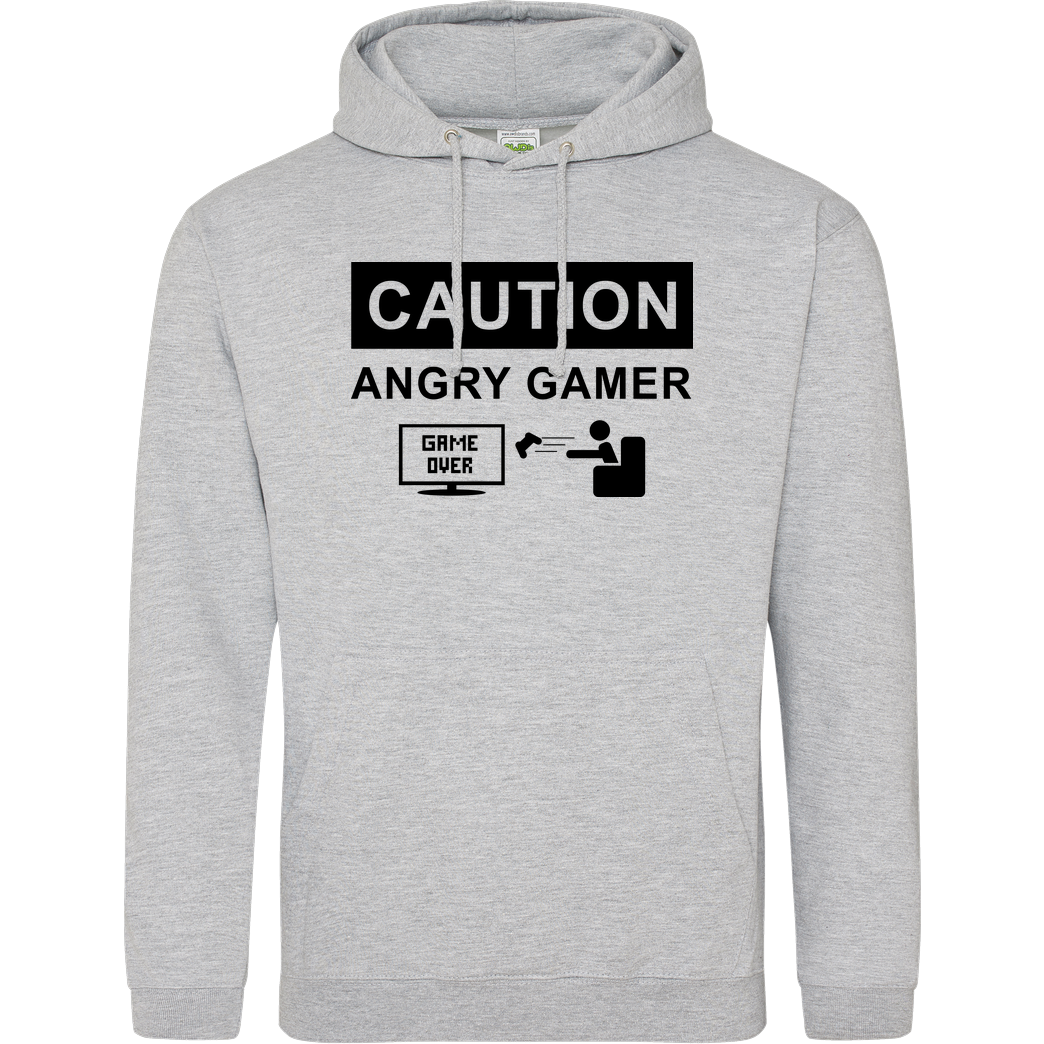 bjin94 Caution! Angry Gamer Sweatshirt JH Hoodie - Heather Grey