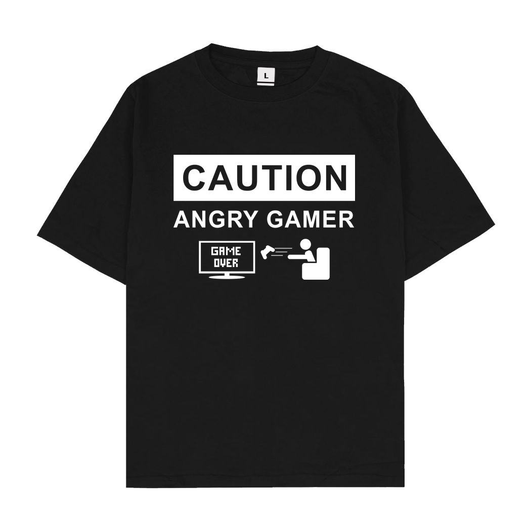bjin94 Caution! Angry Gamer T-Shirt Oversize T-Shirt - Schwarz