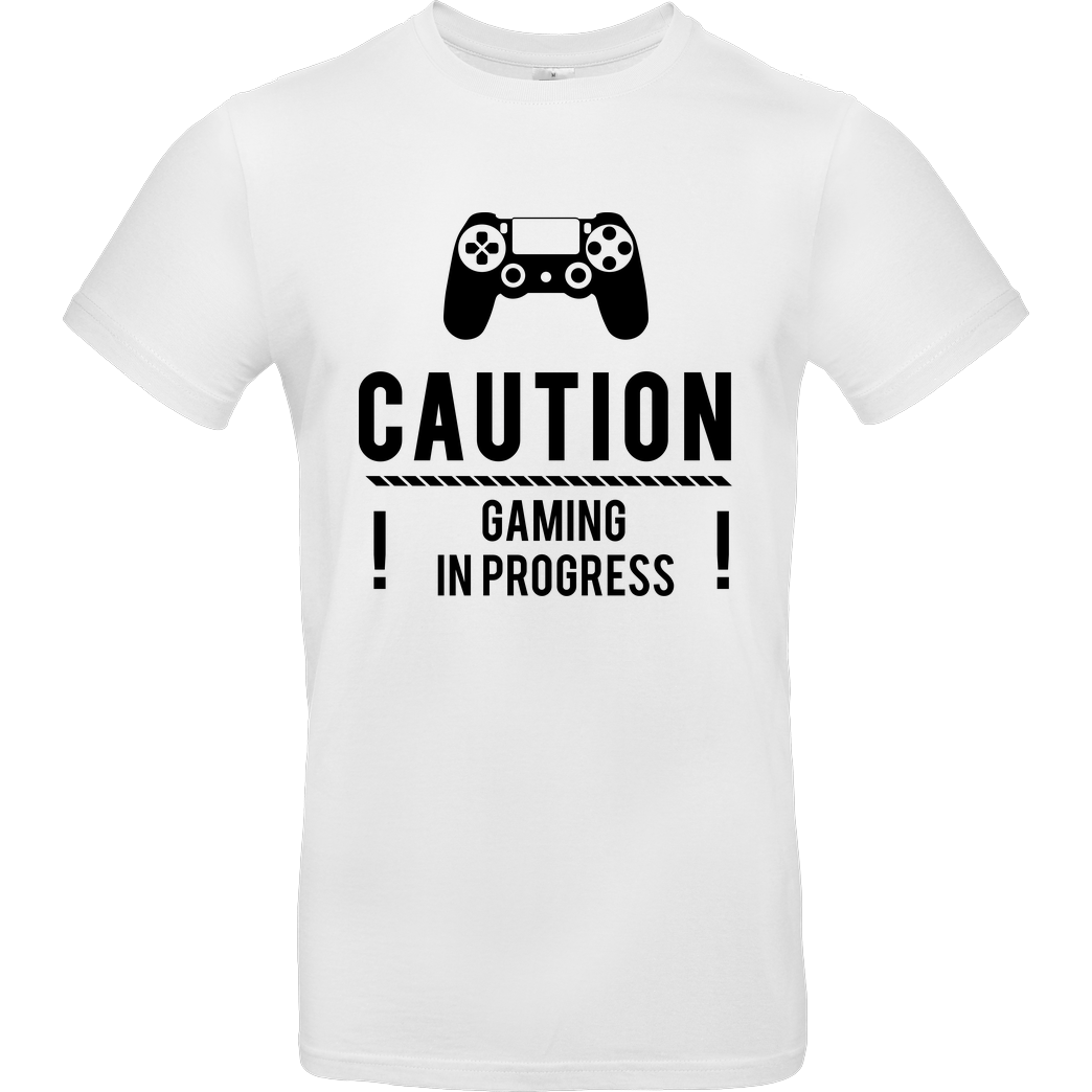 bjin94 Caution Gaming v1 T-Shirt B&C EXACT 190 - Weiß