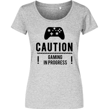 Caution Gaming v2 Damenshirt heather grey