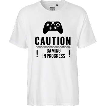 Caution Gaming v2 Fairtrade T-Shirt - weiß