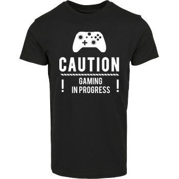 Caution Gaming v2 Hausmarke T-Shirt  - Schwarz