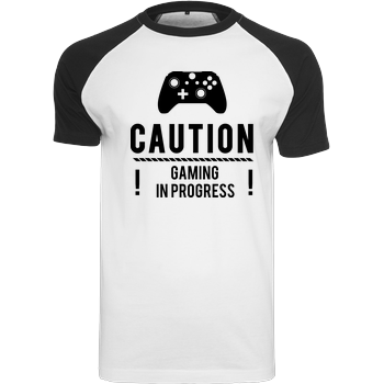 Caution Gaming v2 Raglan-Shirt weiß