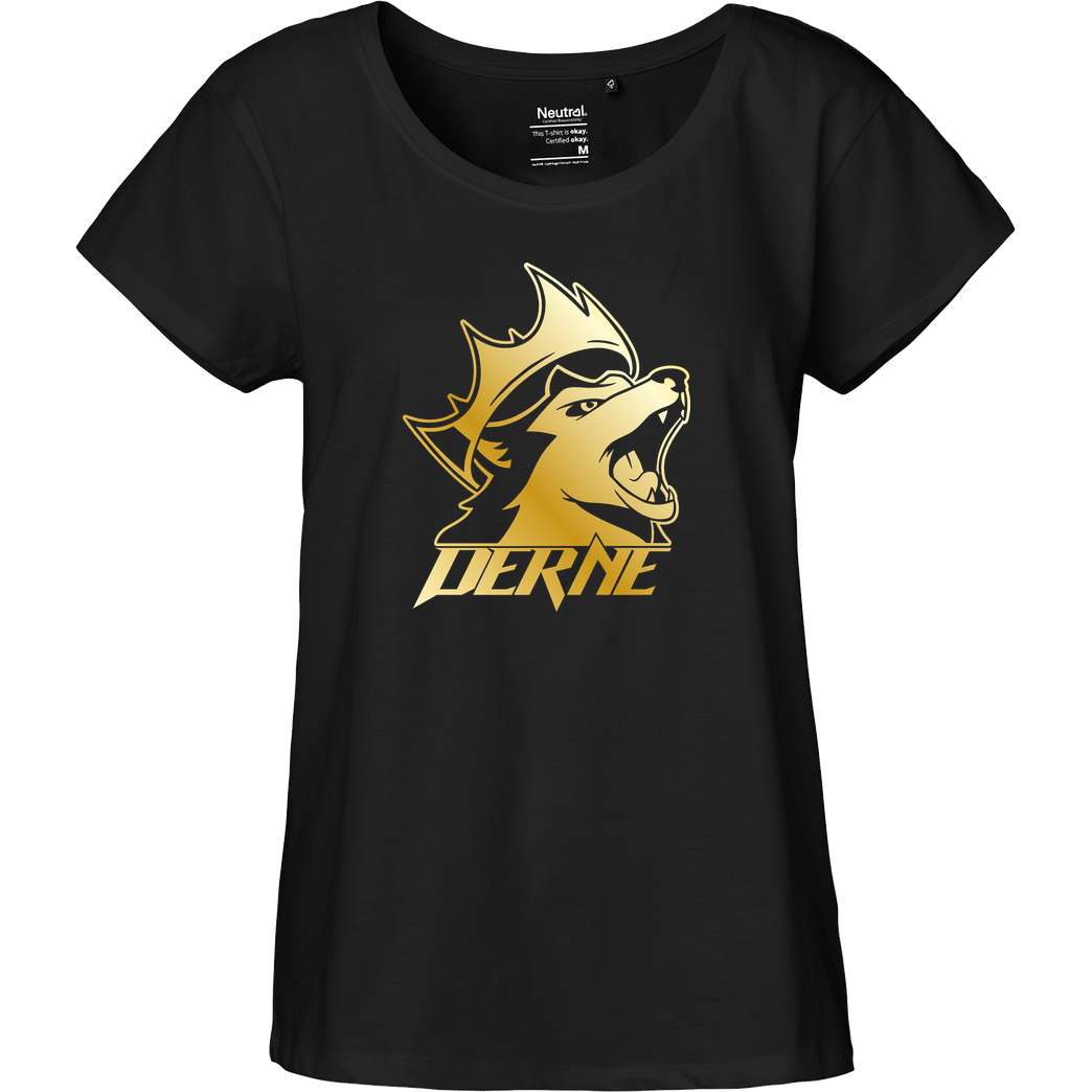 Derne Derne - Howling Wolf T-Shirt Fairtrade Loose Fit Girlie - schwarz