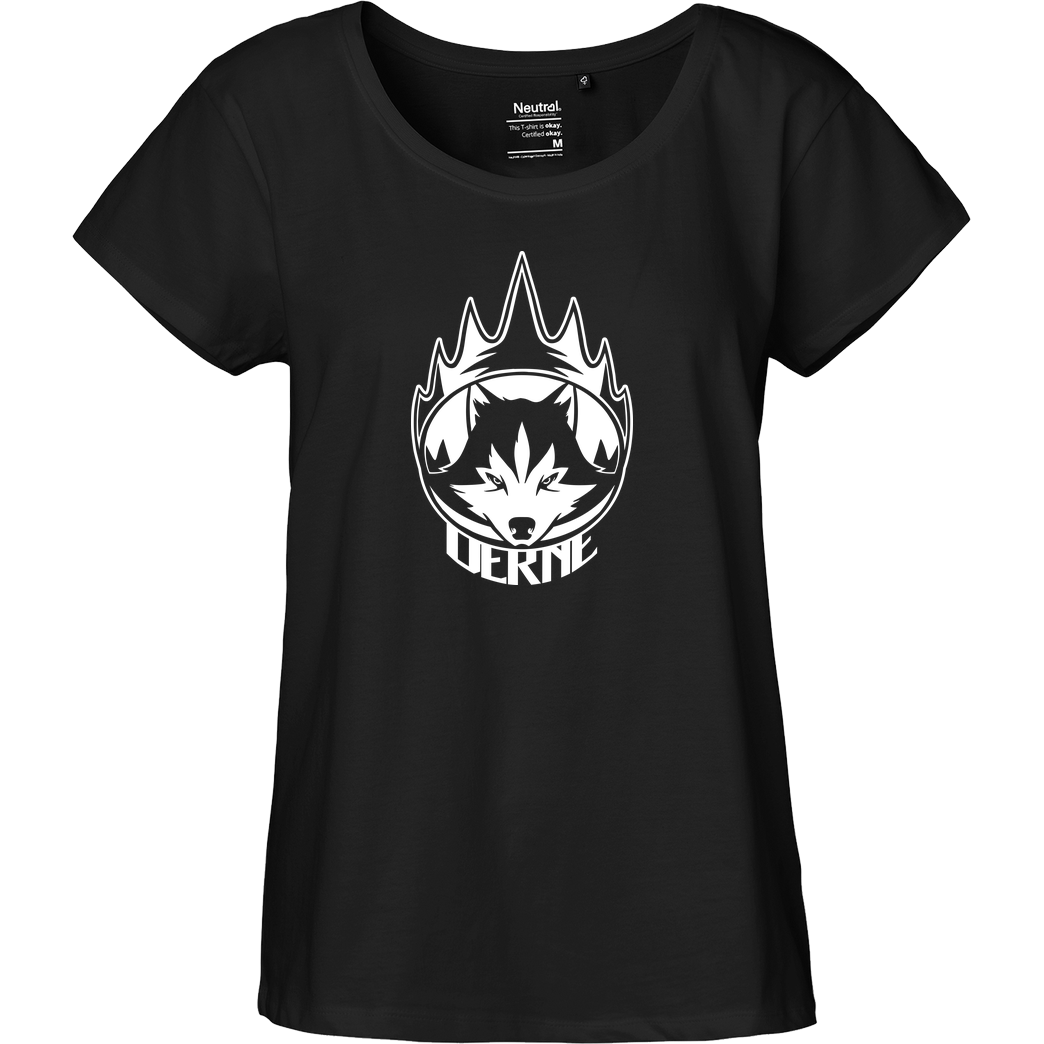 Derne Derne - Wolf T-Shirt Fairtrade Loose Fit Girlie - schwarz