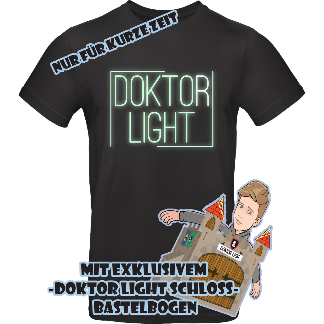 DOKTOR LIGHT Doktor Light - DL Glow in the Dark T-Shirt B&C EXACT 190 - Schwarz