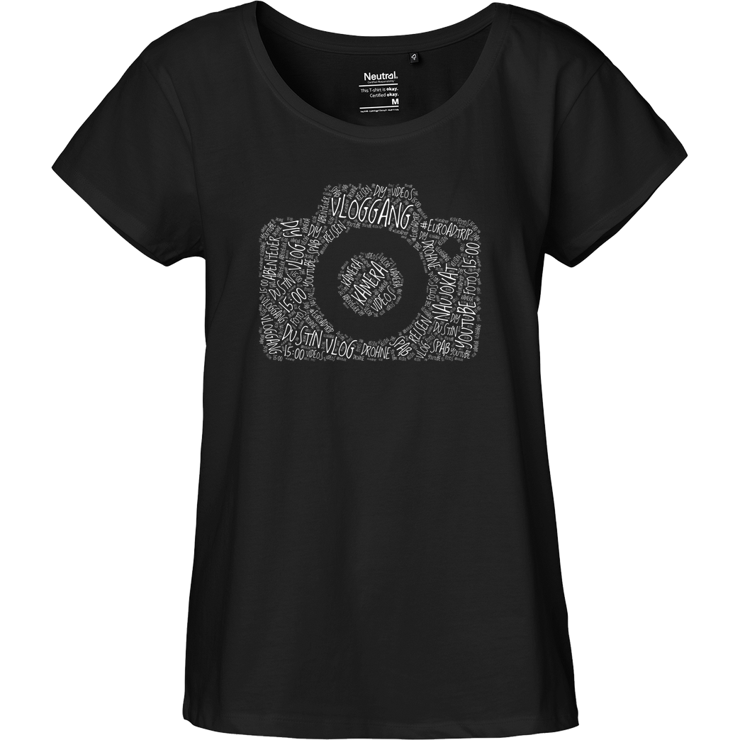 Dustin Dustin Naujokat - VlogGang Camera T-Shirt Fairtrade Loose Fit Girlie - schwarz