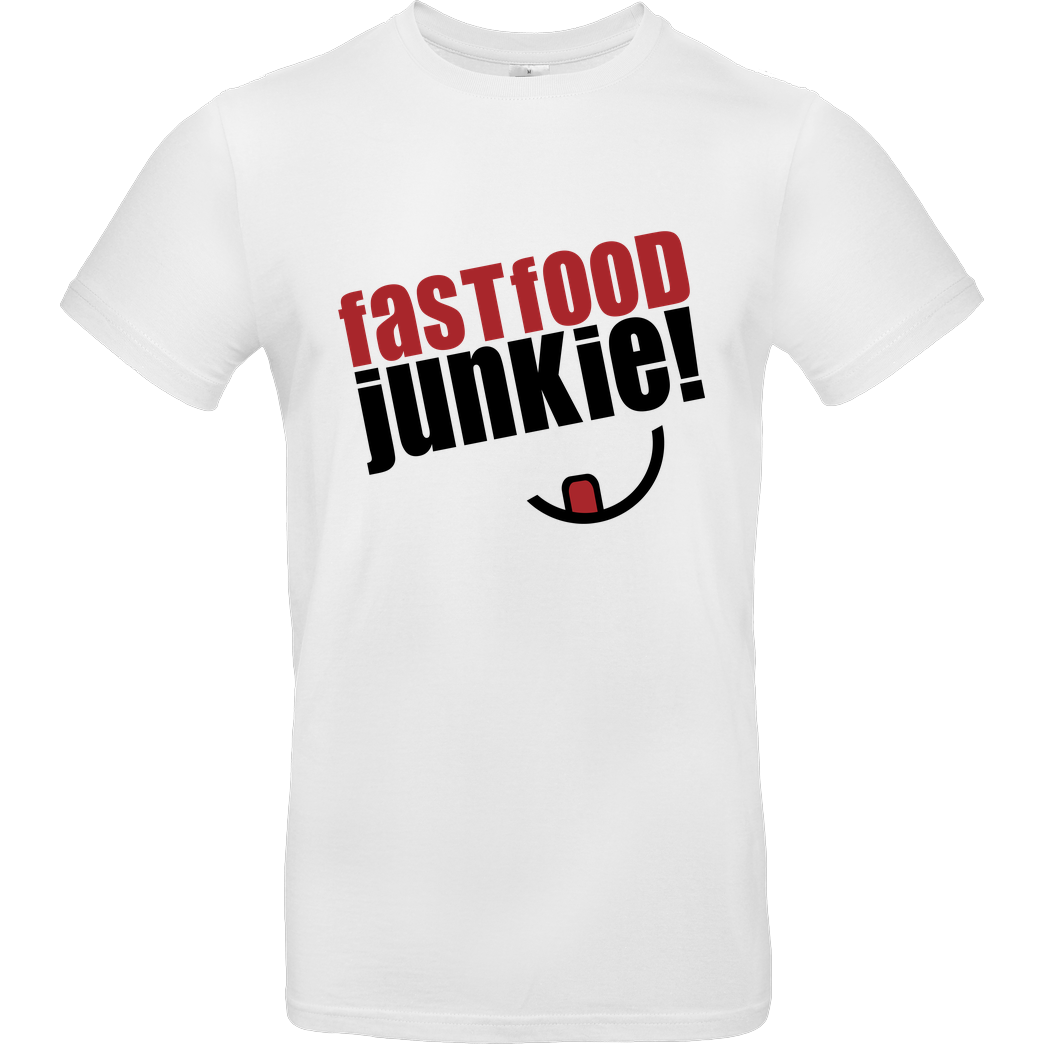 Ehrliches Essen Ehrliches Essen - Fast Food Junkie schwarz T-Shirt B&C EXACT 190 - Weiß