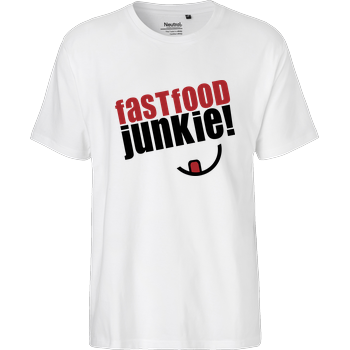 Ehrliches Essen - Fast Food Junkie schwarz Fairtrade T-Shirt - weiß