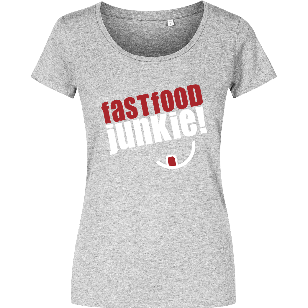 Ehrliches Essen Ehrliches Essen - Fast Food Junkie weiss T-Shirt Damenshirt heather grey