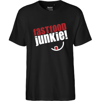 Ehrliches Essen - Fast Food Junkie weiss Fairtrade T-Shirt - schwarz