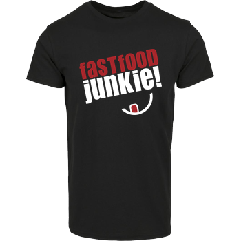 Ehrliches Essen - Fast Food Junkie weiss Hausmarke T-Shirt  - Schwarz