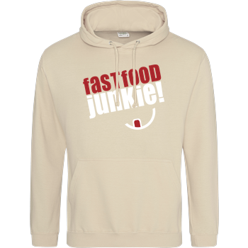 Ehrliches Essen - Fast Food Junkie weiss JH Hoodie - Sand