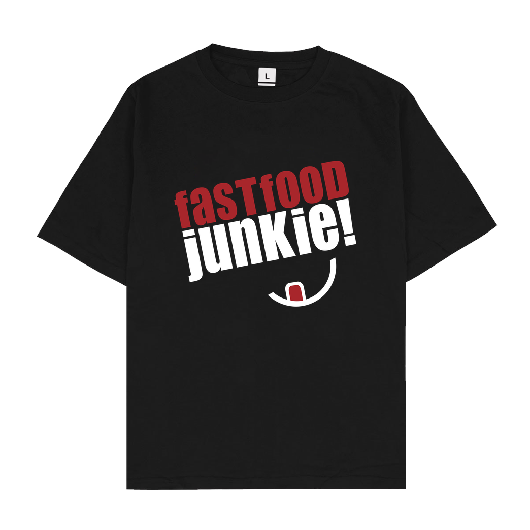 Ehrliches Essen Ehrliches Essen - Fast Food Junkie weiss T-Shirt Oversize T-Shirt - Schwarz