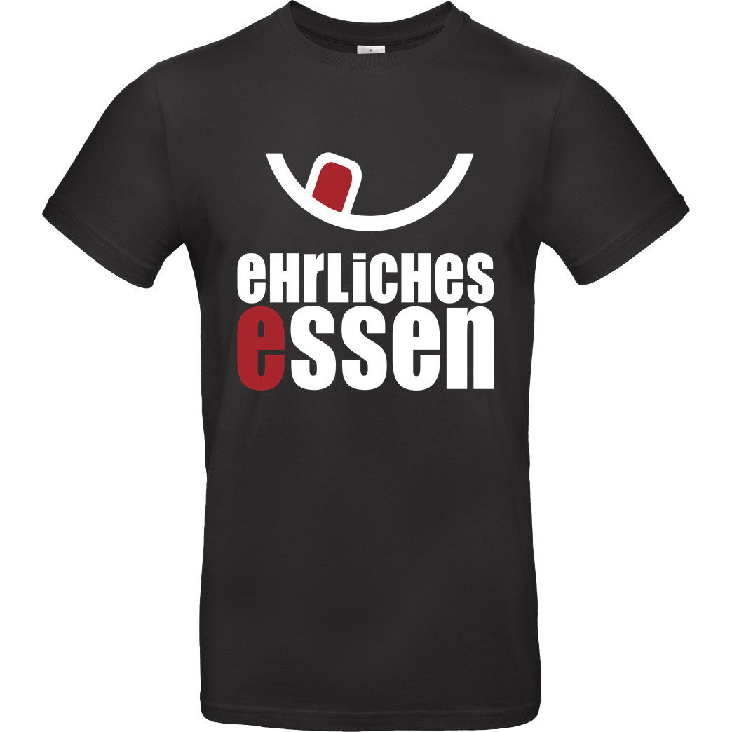 Ehrliches Essen Ehrliches Essen - Logo weiss T-Shirt B&C EXACT 190 - Schwarz