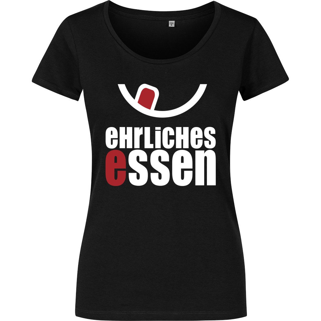 Ehrliches Essen Ehrliches Essen - Logo weiss T-Shirt Damenshirt schwarz
