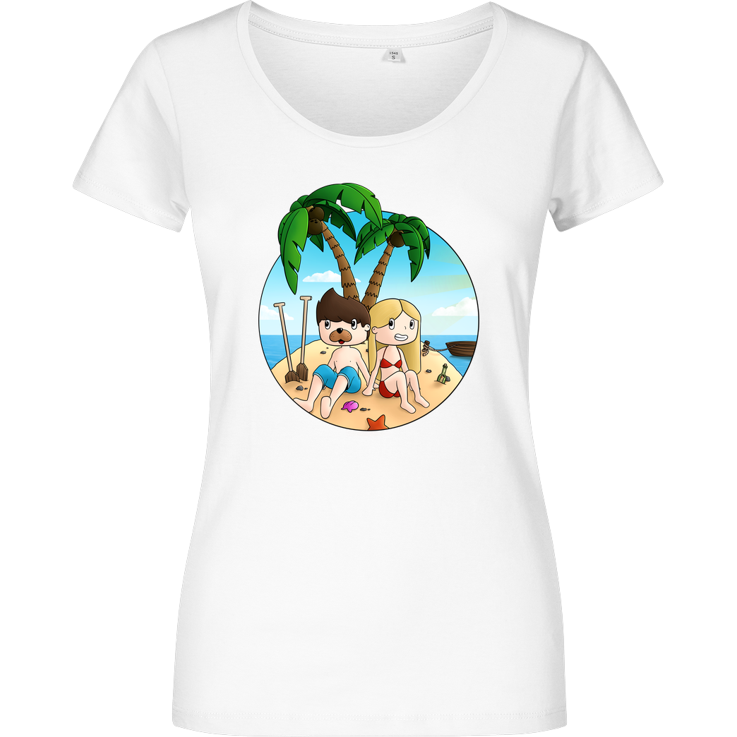 EpicStun EpicStun - Insel T-Shirt Damenshirt weiss