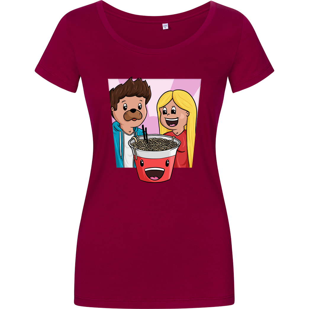 EpicStun EpicStun - Nudeln T-Shirt Damenshirt berry