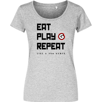 Geezy - Eat Play Repeat Damenshirt heather grey