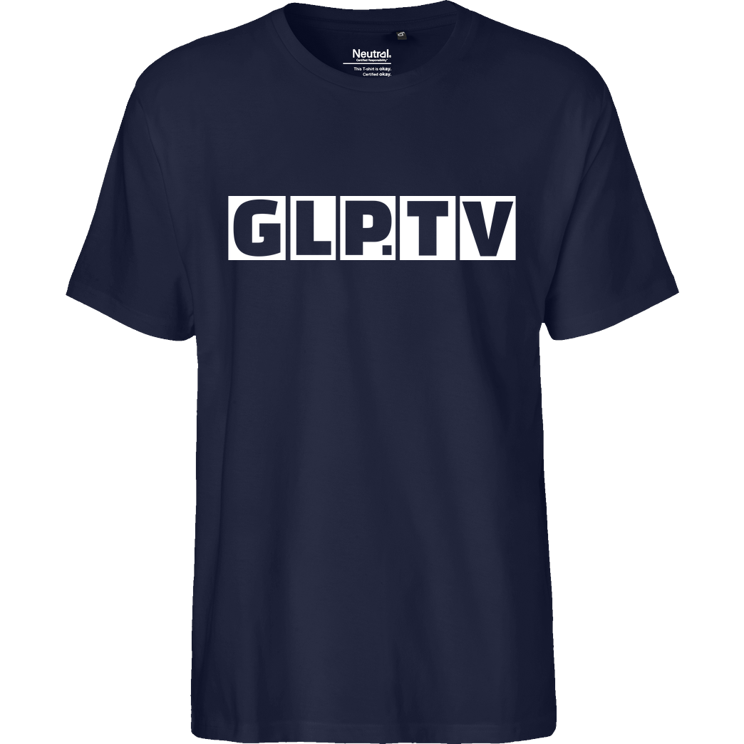 GermanLetsPlay GLP - GLP.TV white T-Shirt Fairtrade T-Shirt - navy