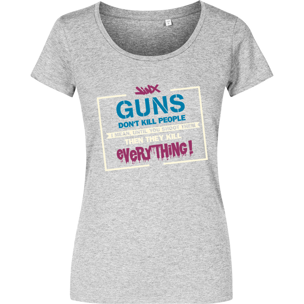 IamHaRa Guns don't Kill People T-Shirt Damenshirt heather grey