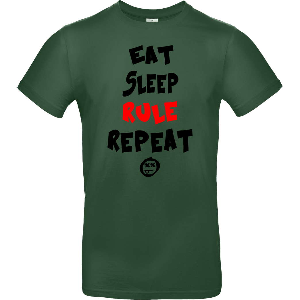 hallodri Hallodri - Eat Sleep Rule Repeat T-Shirt B&C EXACT 190 - Flaschengrün