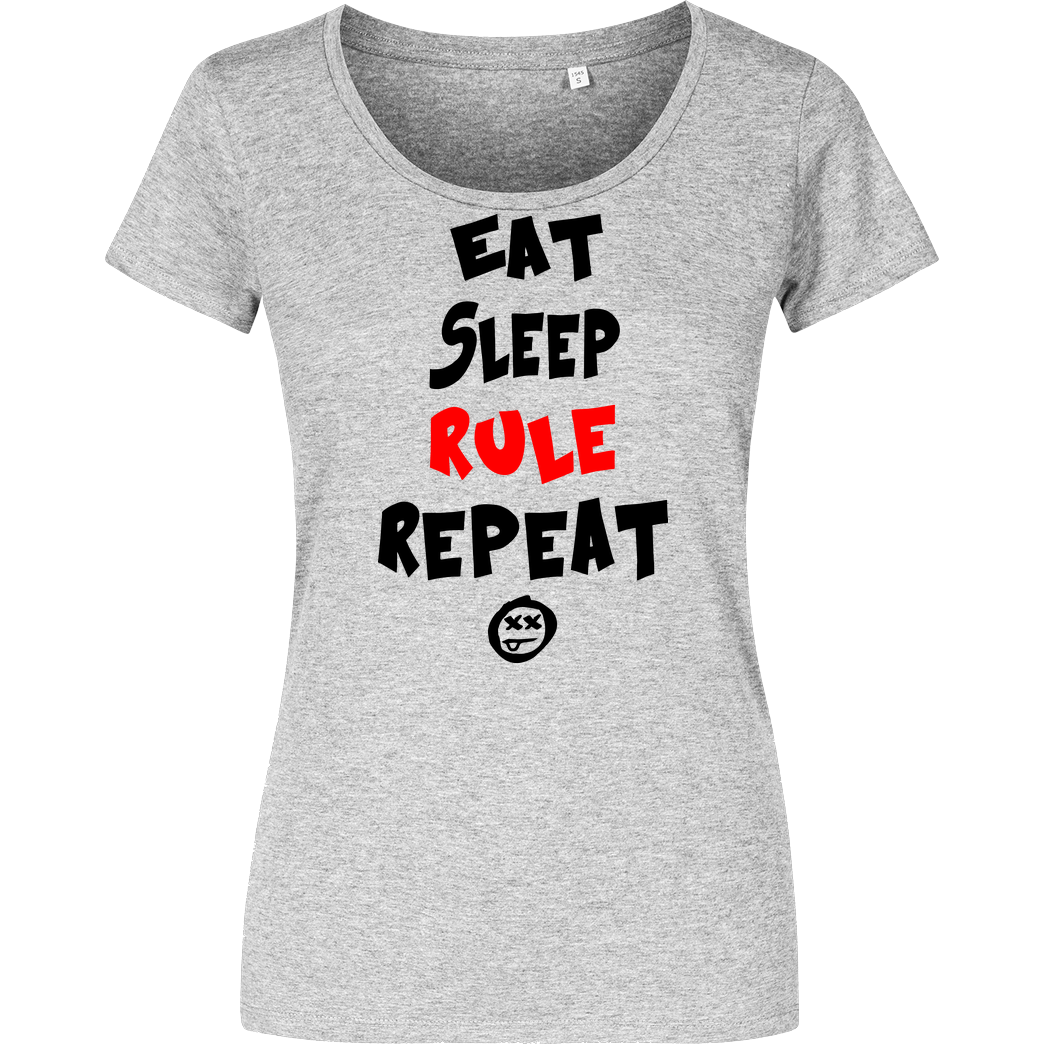 hallodri Hallodri - Eat Sleep Rule Repeat T-Shirt Damenshirt heather grey