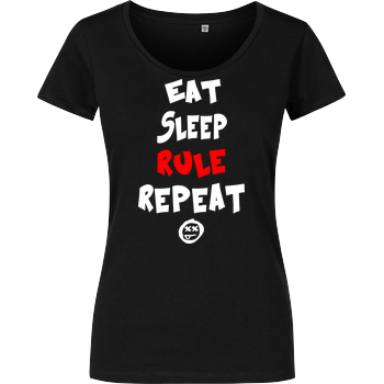 Hallodri - Eat Sleep Rule Repeat Damenshirt schwarz