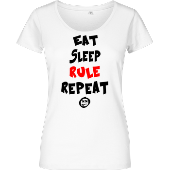 Hallodri - Eat Sleep Rule Repeat Damenshirt weiss