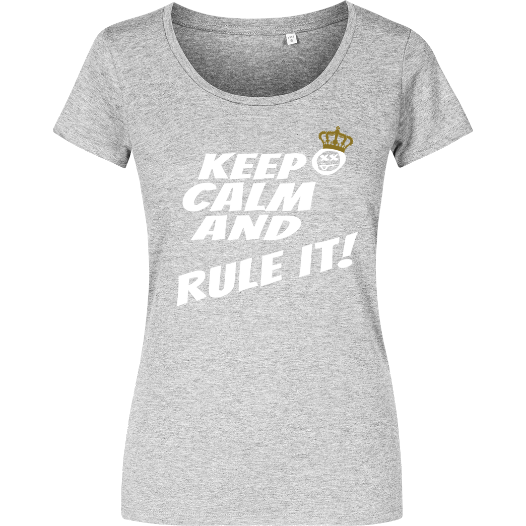 hallodri Hallodri - Keep Calm and Rule It! T-Shirt Damenshirt heather grey
