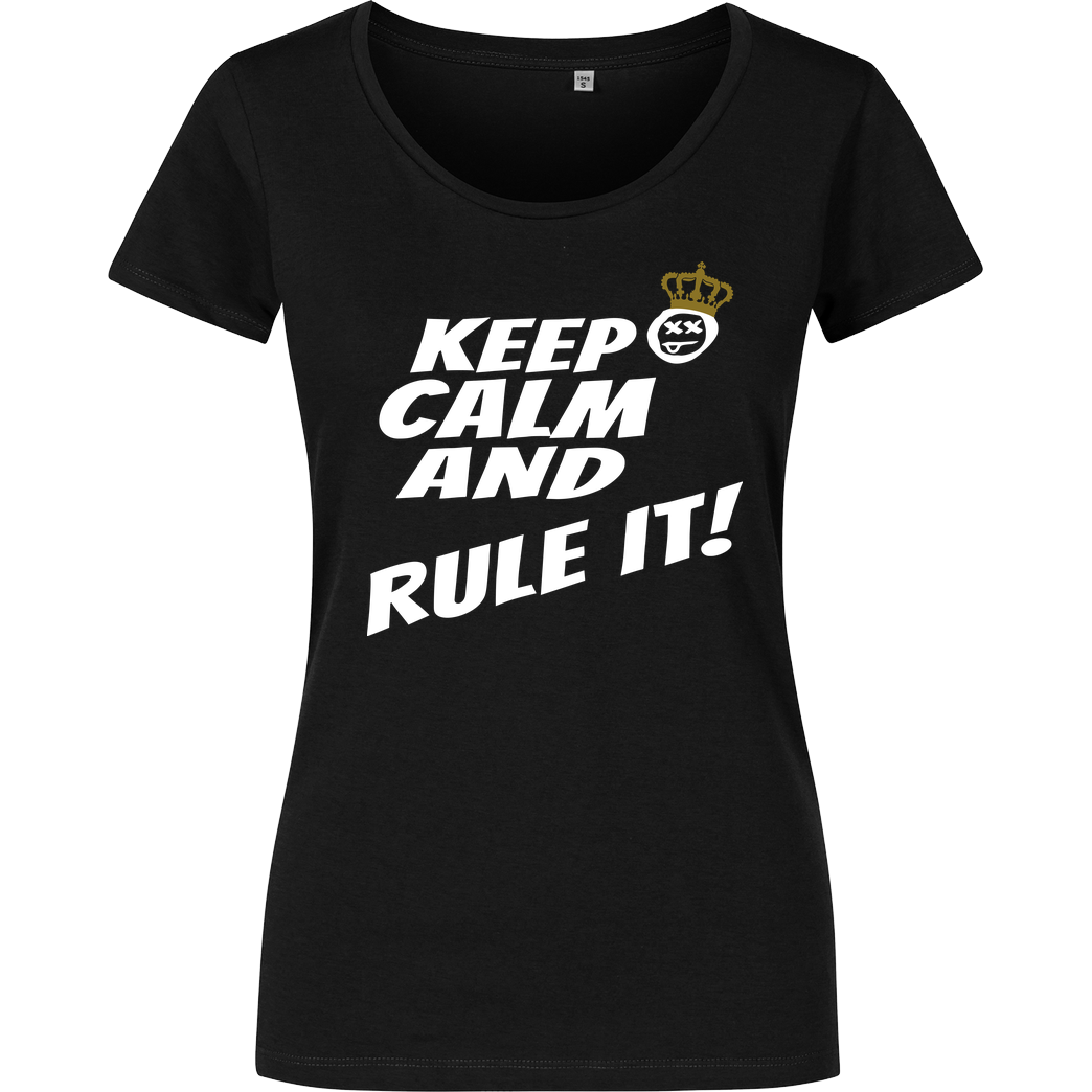 hallodri Hallodri - Keep Calm and Rule It! T-Shirt Damenshirt schwarz