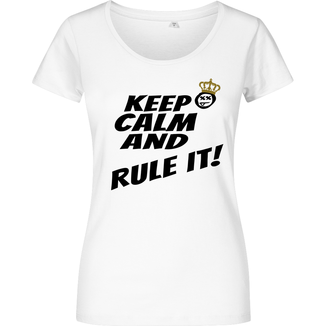 hallodri Hallodri - Keep Calm and Rule It! T-Shirt Damenshirt weiss