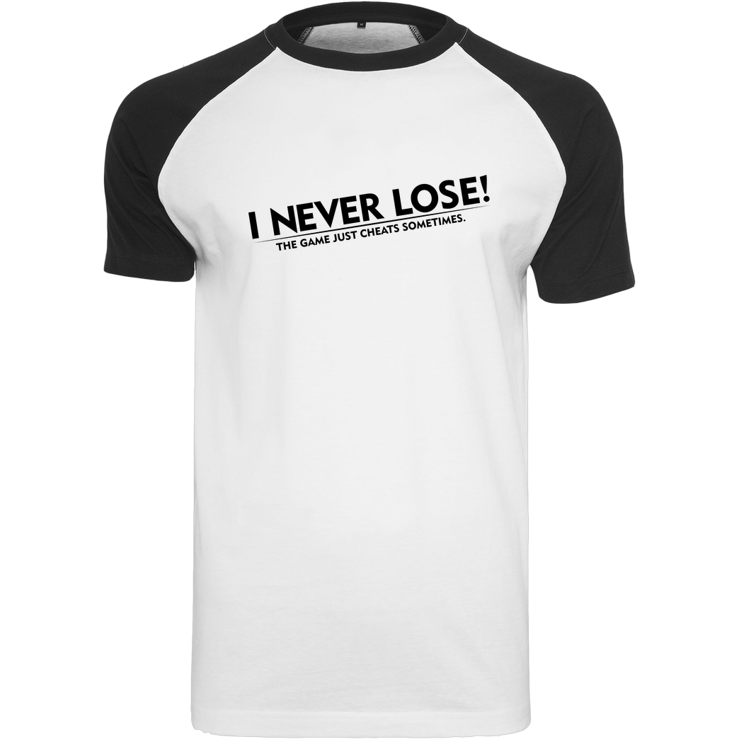 IamHaRa I Never Lose T-Shirt Raglan-Shirt weiß