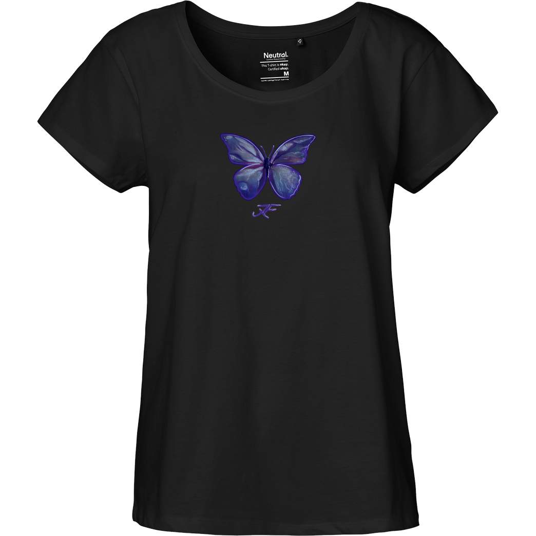 janaxf Janaxf - Butterfly T-Shirt Fairtrade Loose Fit Girlie - schwarz