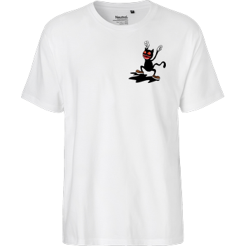 Kamberg TV - Cartoon Cat Pocket Fairtrade T-Shirt - weiß
