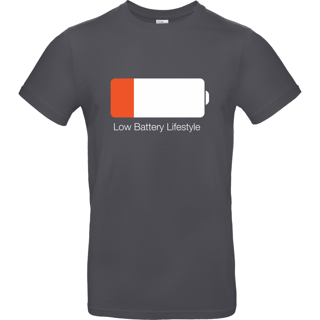Geek Revolution Low Battery Lifestyle T-Shirt B&C EXACT 190 - Dark Grey