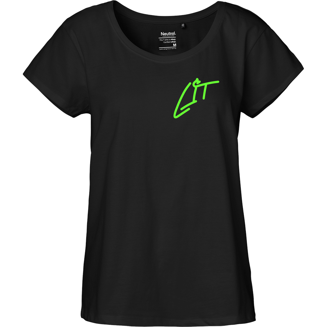 Lucas Lit LucasLit - Neon Glow Litty T-Shirt Fairtrade Loose Fit Girlie - schwarz